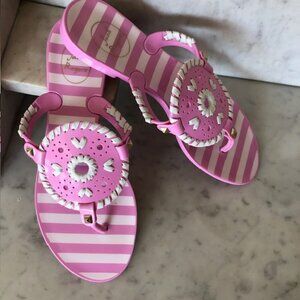 JACK ROGERS Georgica Pink White Stripe Jelly Flip Flop Sandals 6